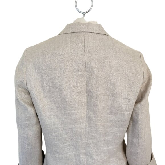TALBOTS 2 Button Metallic Shimmer Linen Blazer Jacket in Champagne SZ 10 - Picture 5 of 10